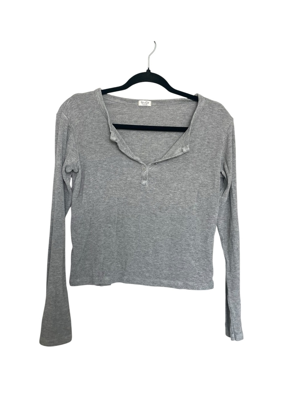 Brandy Melville Gray Long-Sleeve Henley Top